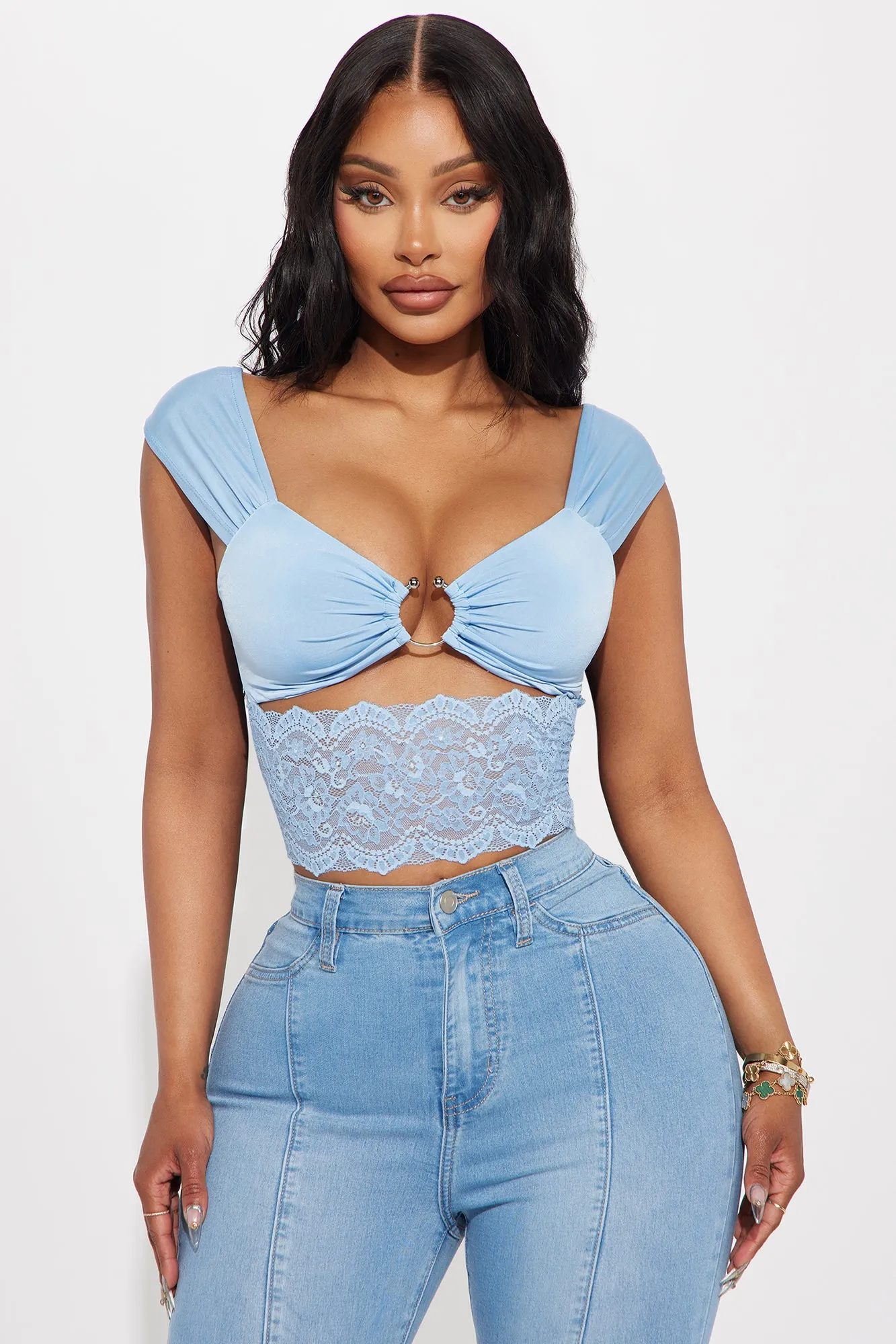 Savannah Lace Top - Blue sold by Fashion Nova