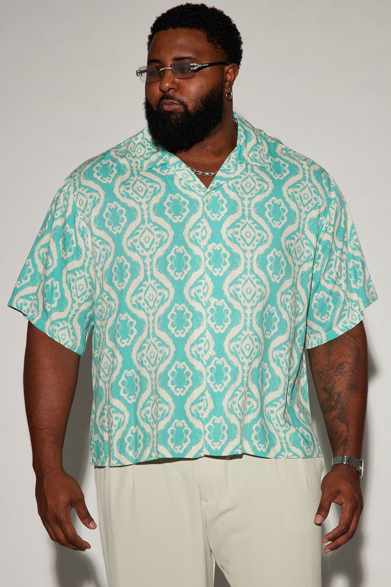 Leisure Button Up Shirt - Aqua/Combo sold by Fashion Nova product image thumbnail 4