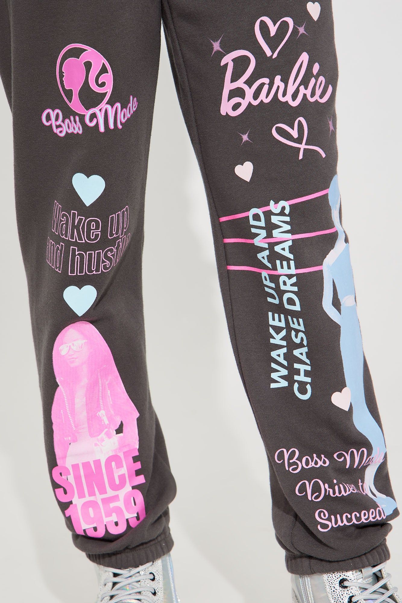 Mini Barbie Driven To Succeed Fleece Jogger Set - Charcoal sold by Fashion Nova product image thumbnail 4