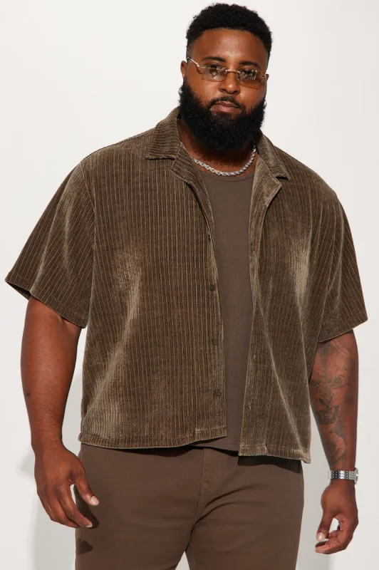 Front Row Textured Button Up Shirt - Brown sold by Fashion Nova
