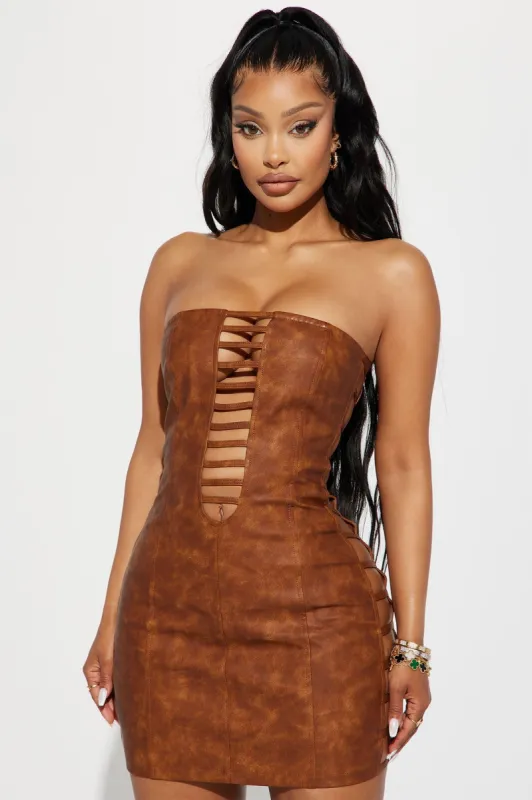 Layla Leather Mini Dress - Copper sold by Fashion Nova