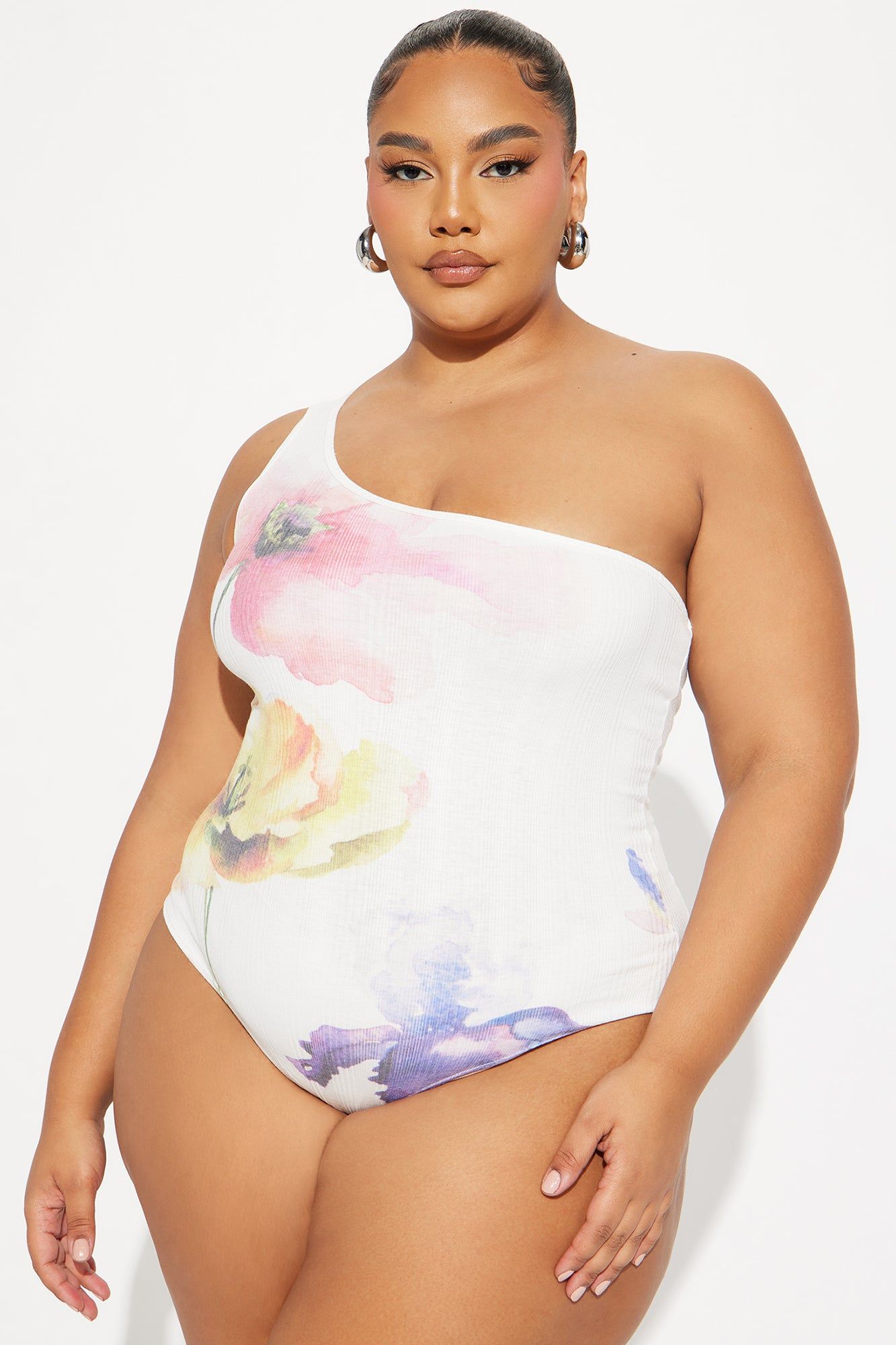 Morning Blooms One Shoulder Bodysuit - Ivory/combo sold by Fashion Nova product image thumbnail 5