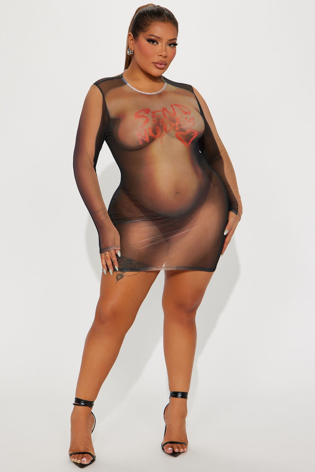 Laney Mesh Mini Dress - Nude sold by Fashion Nova product image thumbnail 5