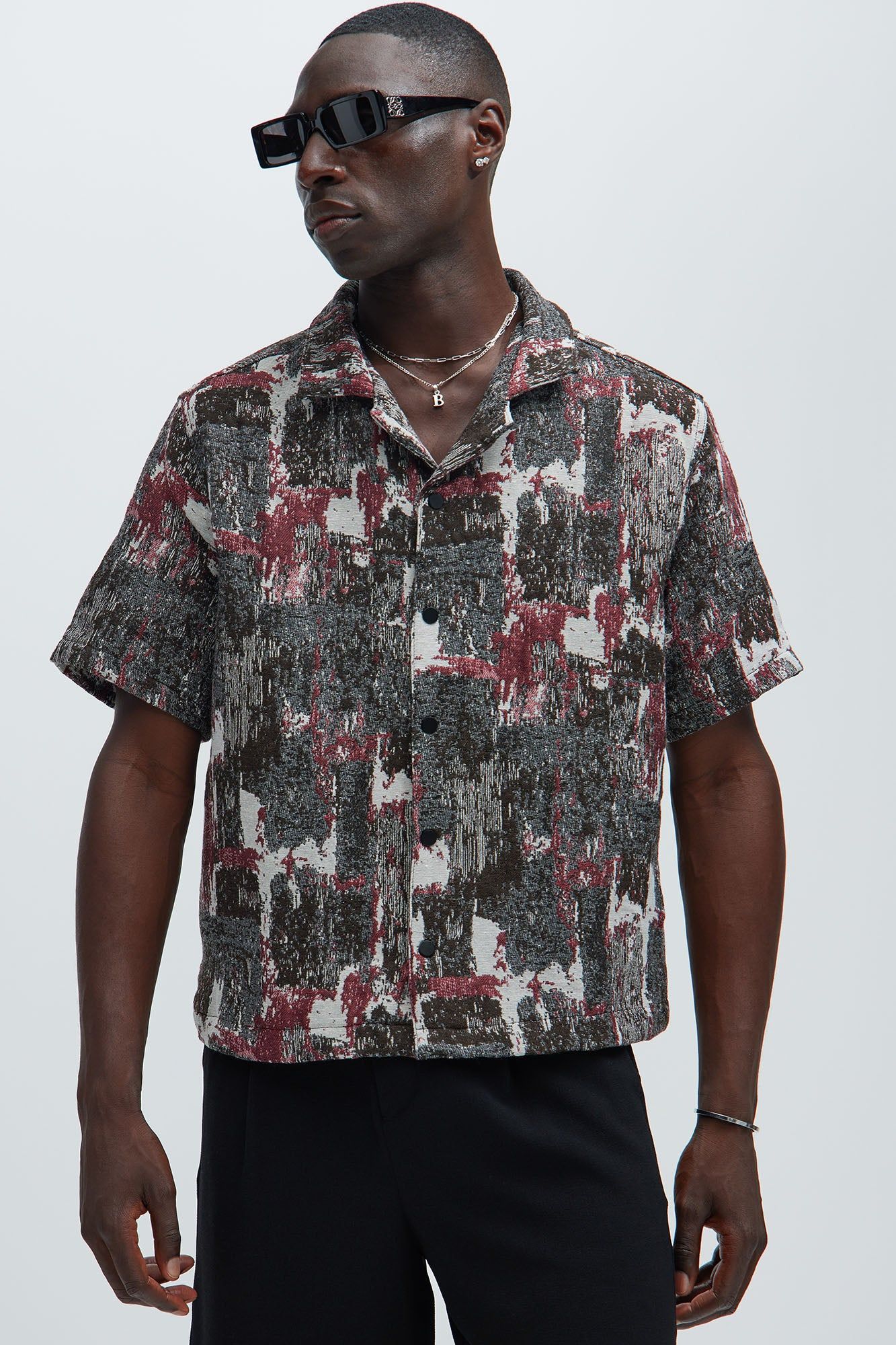 Hayward Tapestry Shirt - Black/combo sold by Fashion Nova