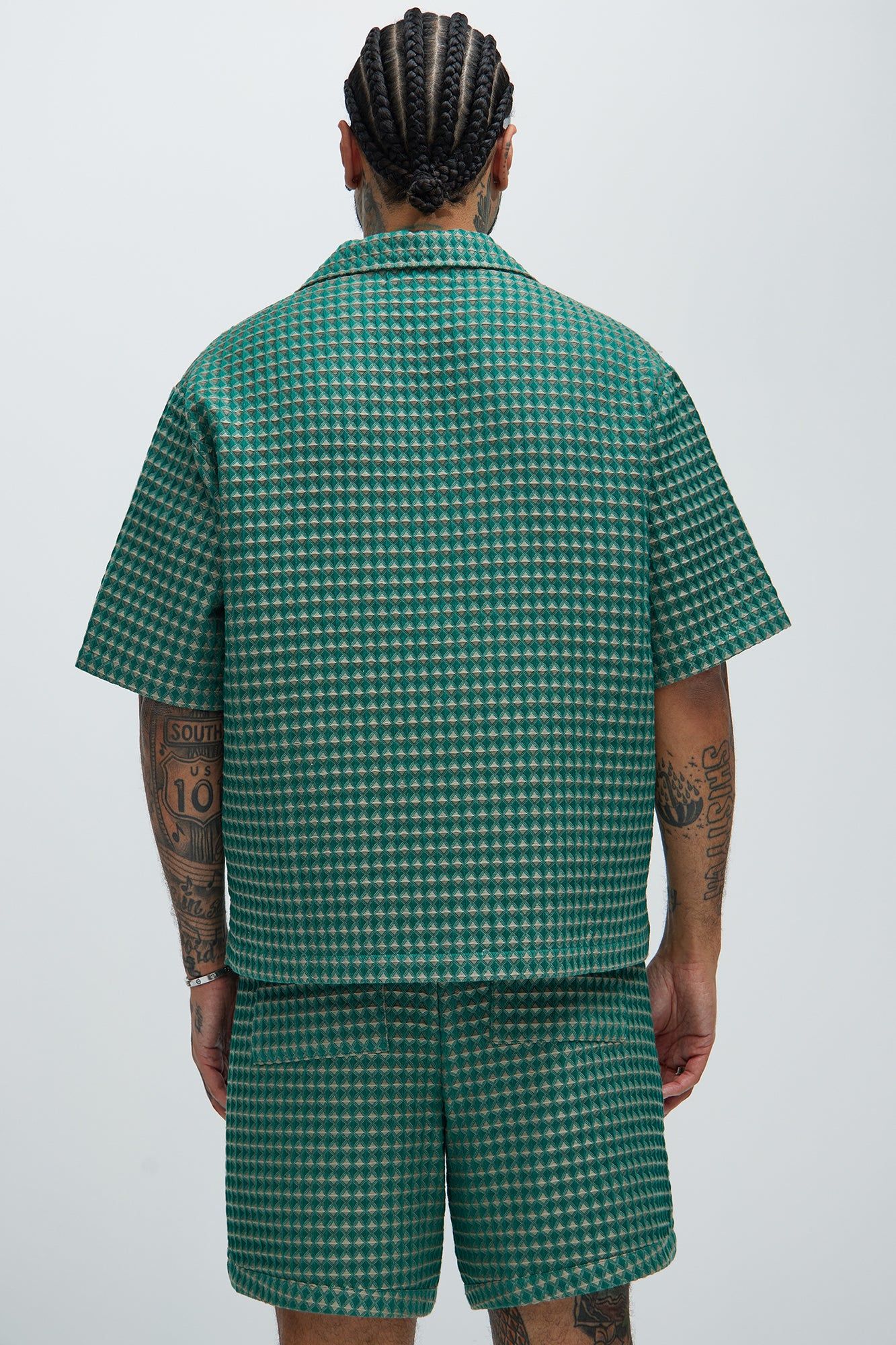 Dimensional Textured Button Up Shirt - Green/combo sold by Fashion Nova product image thumbnail 4
