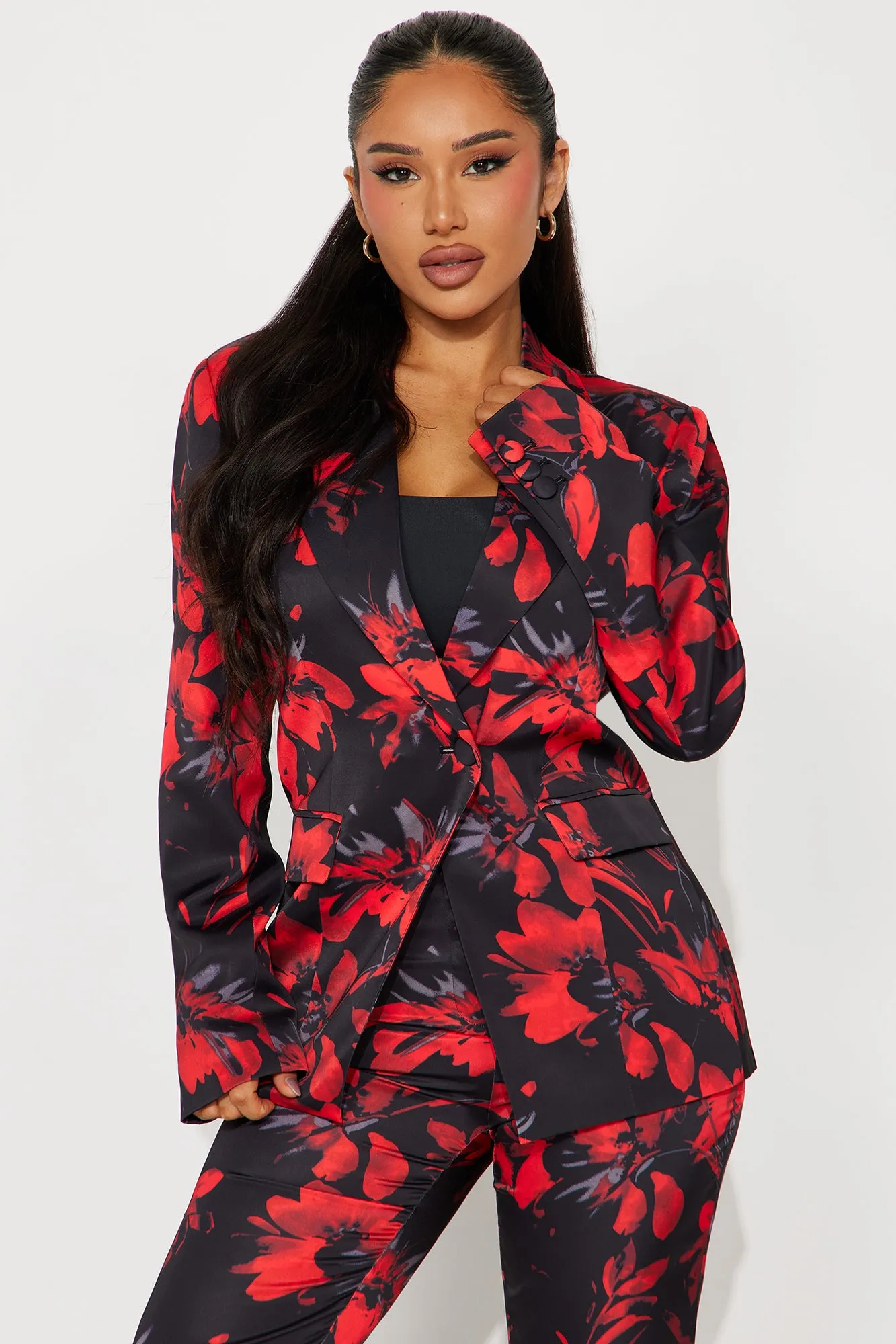 Head Boss Satin Pant Set - Black/Red sold by Fashion Nova product image thumbnail 2