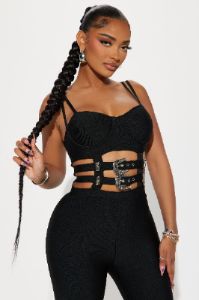 No Later Bandage Jumpsuit - Black sold by Fashion Nova
