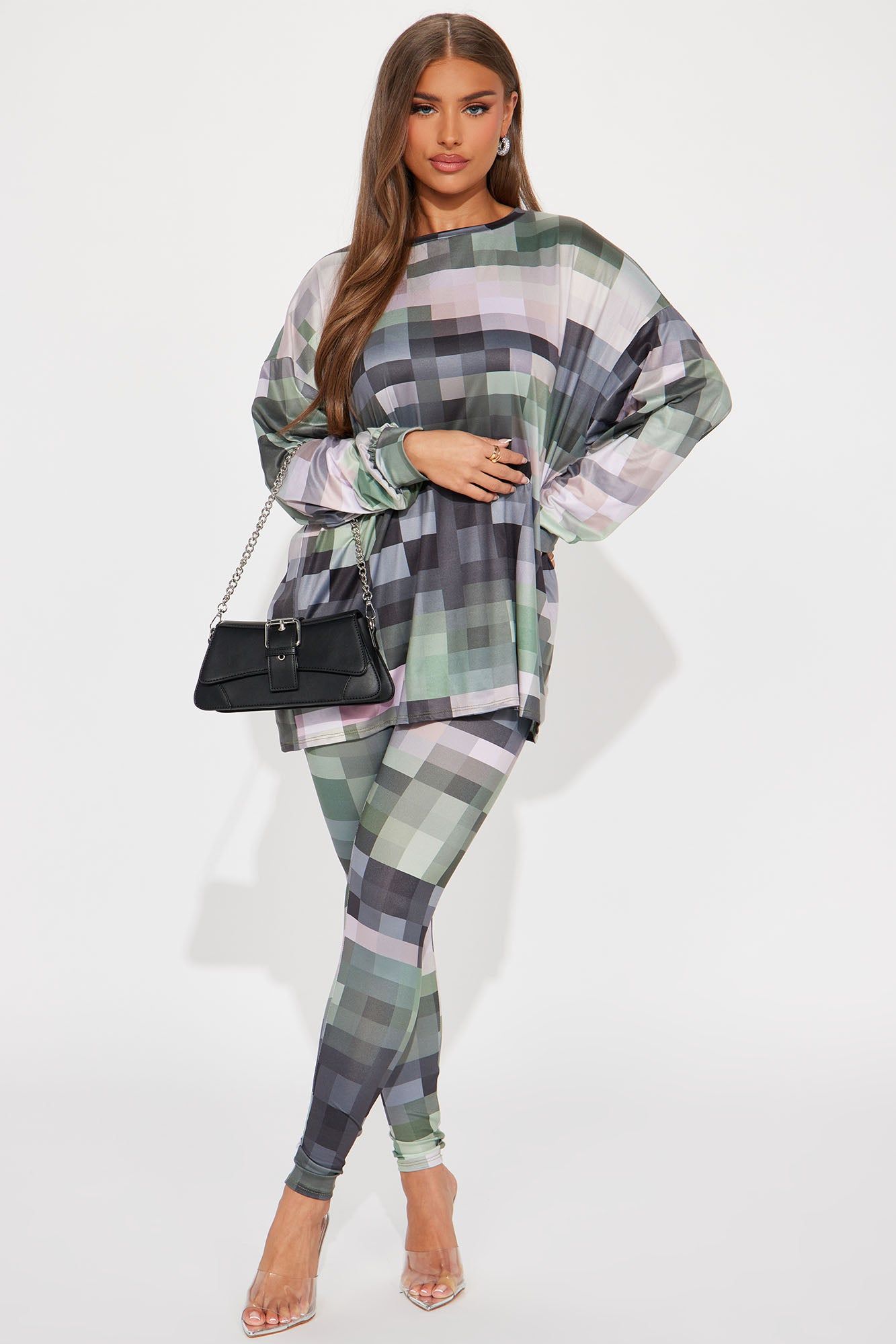 Blurry Moment Legging Set - Olive/combo sold by Fashion Nova