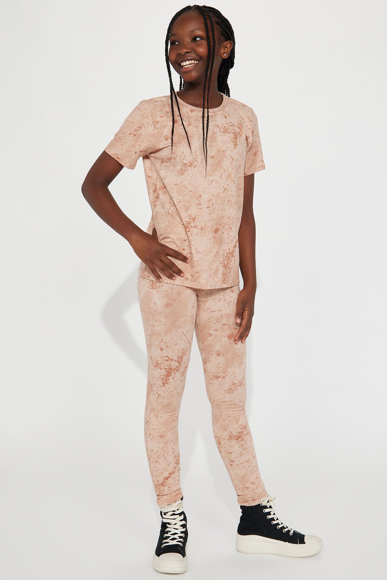 Mini Chelsea Legging Set - Taupe/combo sold by Fashion Nova