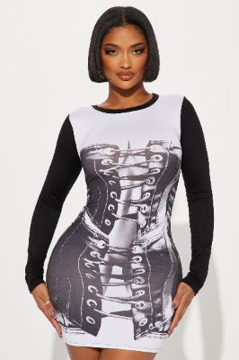 Kiana Mini Dress - Black/White sold by Fashion Nova