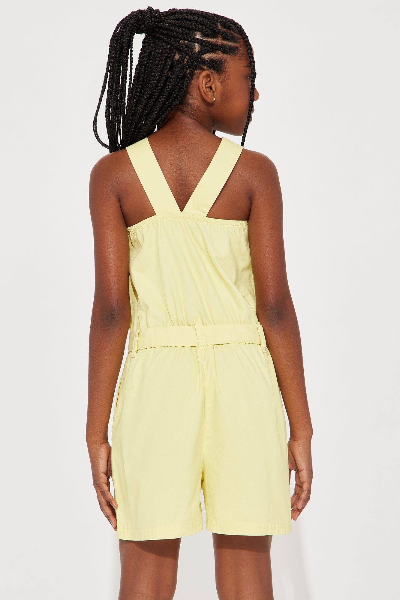 Mini Raquel Button Front Cargo Romper - Yellow sold by Fashion Nova product image thumbnail 3