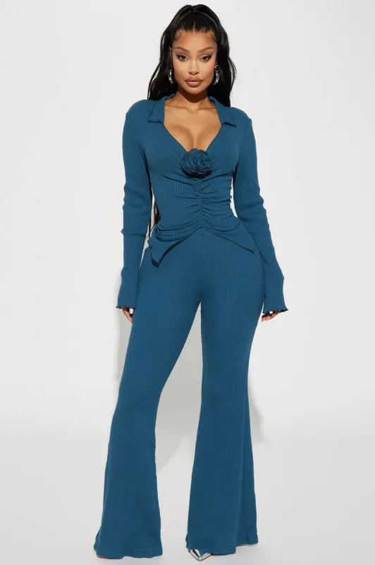 Lorenza Ribbed Pant Set - Teal sold by Fashion Nova