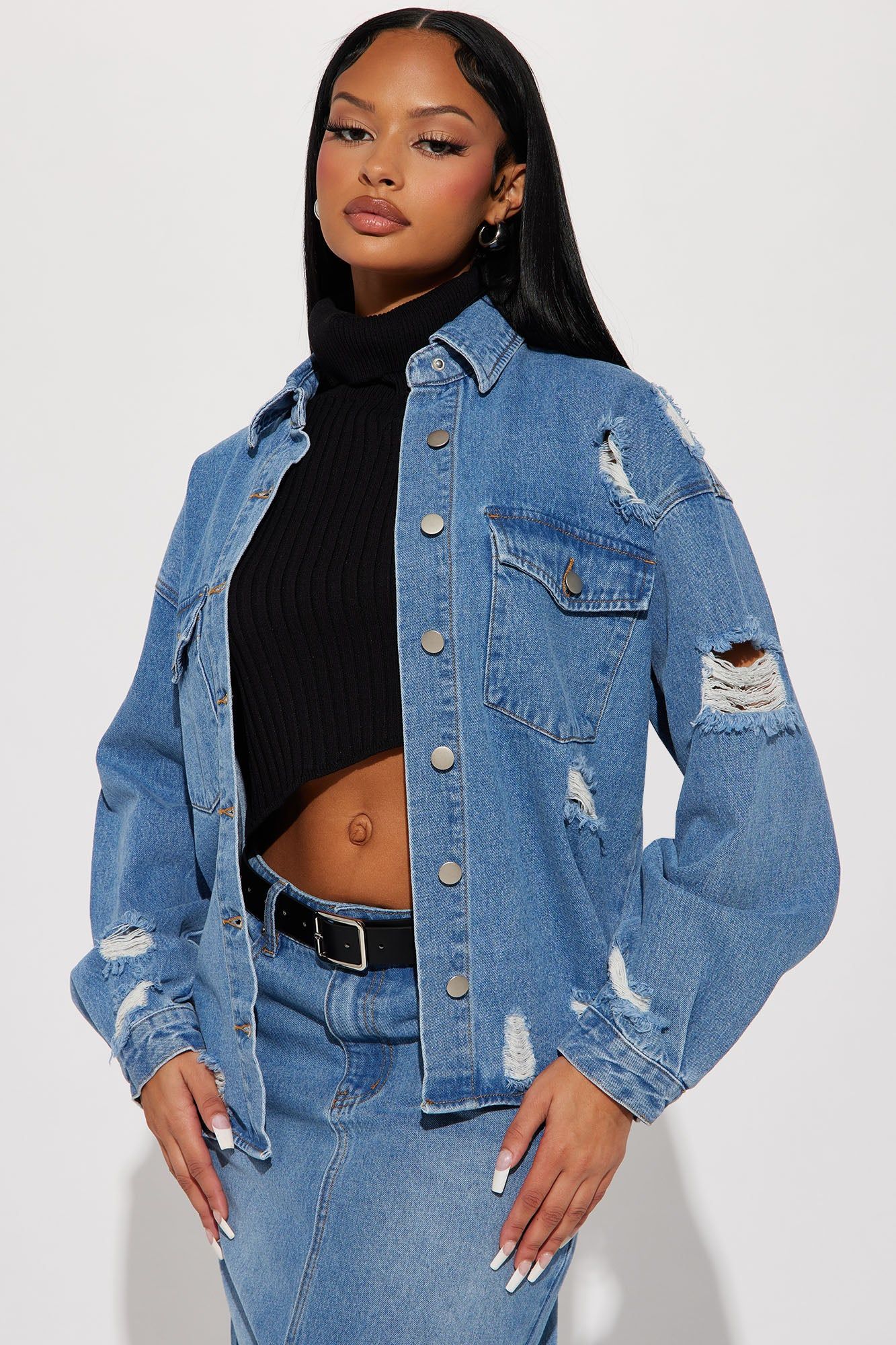 Marisol Denim Skirt Set - Medium Wash sold by Fashion Nova product image thumbnail 2
