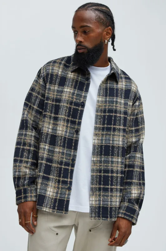 Tondo Plaid Overshirt - Black/combo sold by Fashion Nova