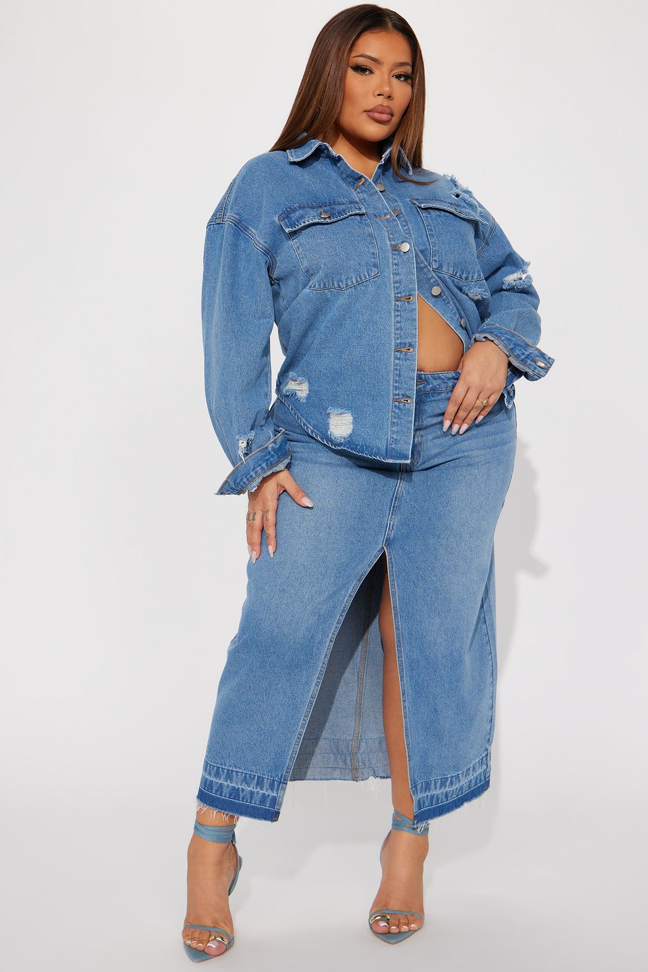Marisol Denim Skirt Set - Medium Wash sold by Fashion Nova product image thumbnail 5