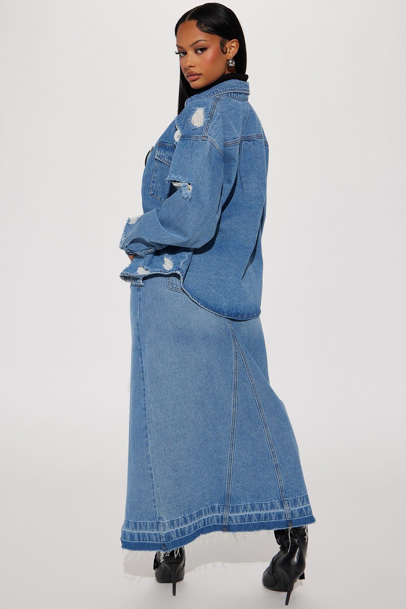 Marisol Denim Skirt Set - Medium Wash sold by Fashion Nova product image thumbnail 4