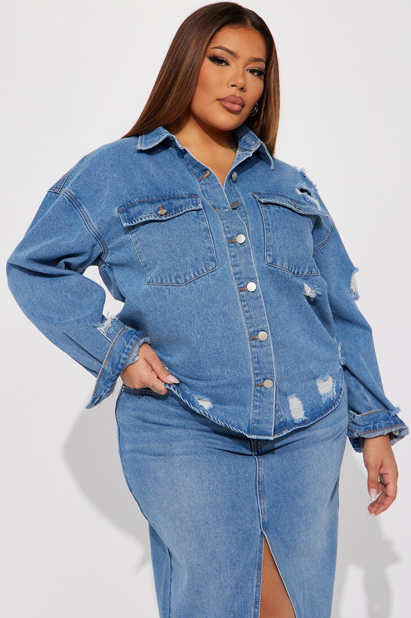 Marisol Denim Skirt Set - Medium Wash sold by Fashion Nova product image thumbnail 6