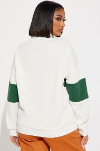 New York Fleece Half Zip Lounge Pull Over - Cream/combo sold by Fashion Nova