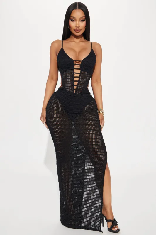 Kaelyn Crochet Maxi Dress - Black sold by Fashion Nova