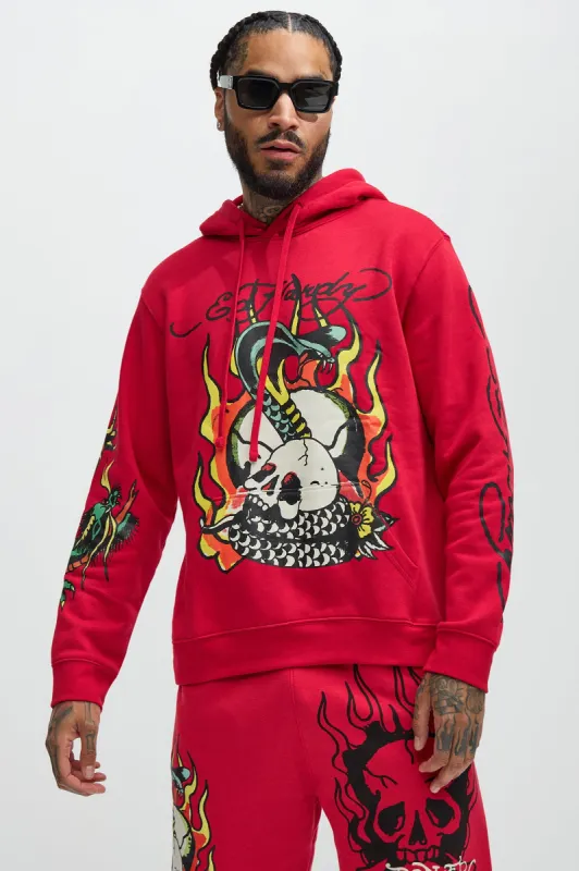 Ed Hardy Flame Cobra Hoodie - Red sold by Fashion Nova