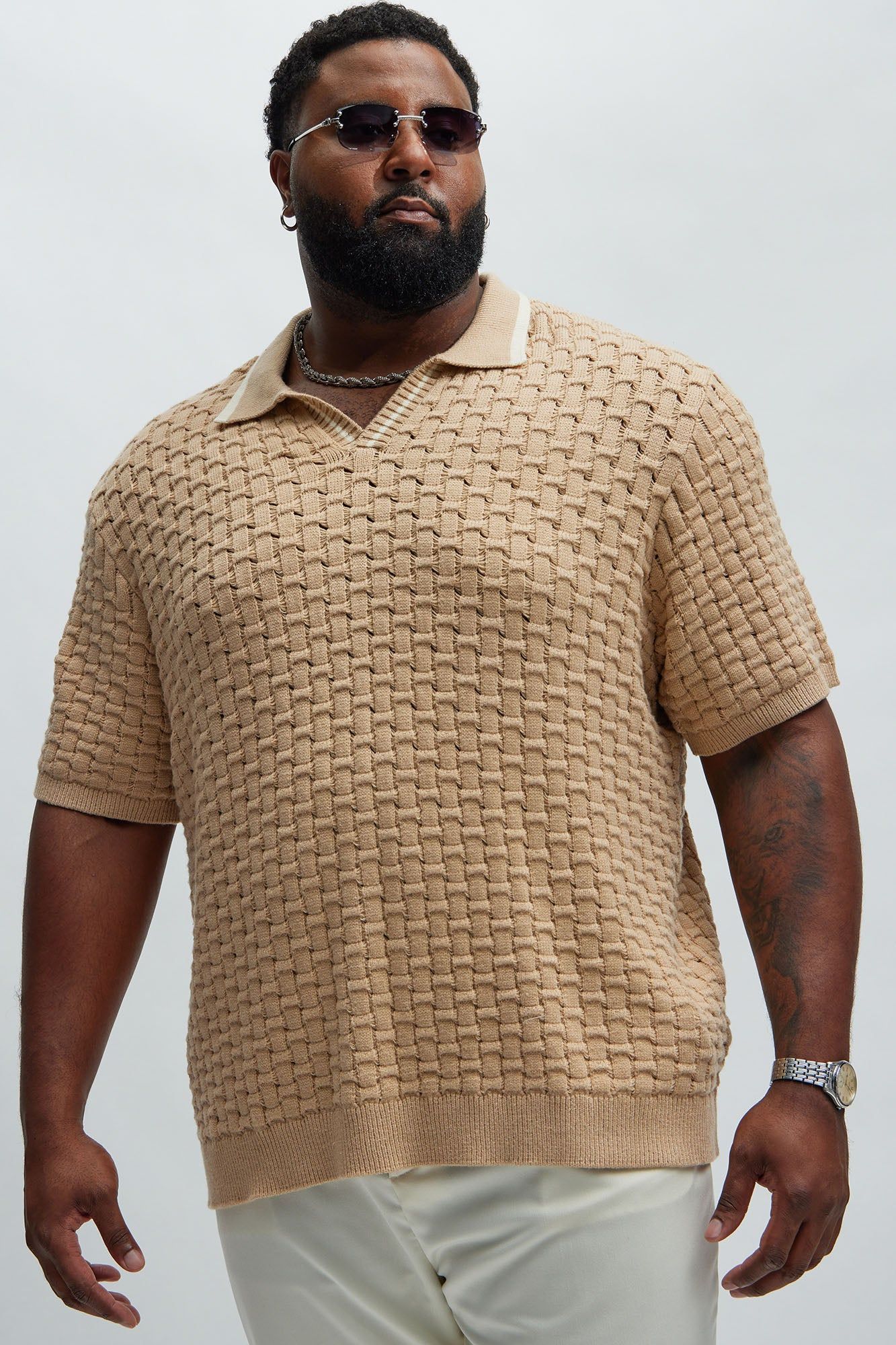 Arrow Short Sleeve Polo - Taupe/combo sold by Fashion Nova product image thumbnail 5