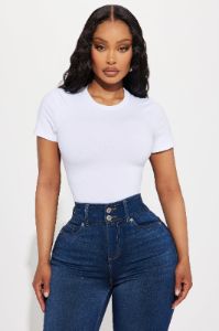 Cambria Short Sleeve Bodysuit - White sold by Fashion Nova
