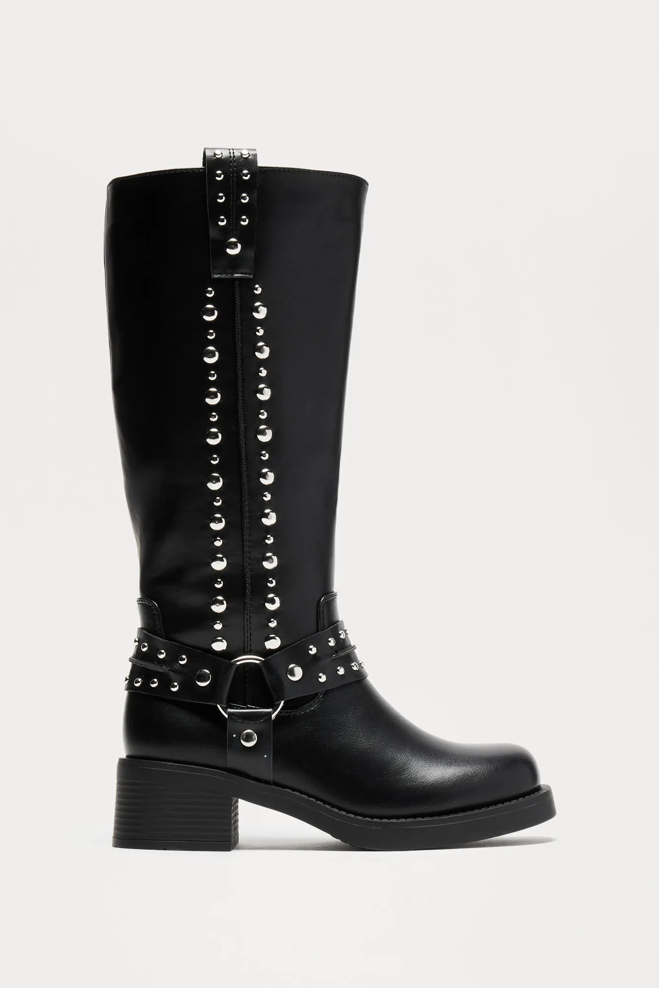Charlotte Studded Knee High Boots - Black sold by Fashion Nova