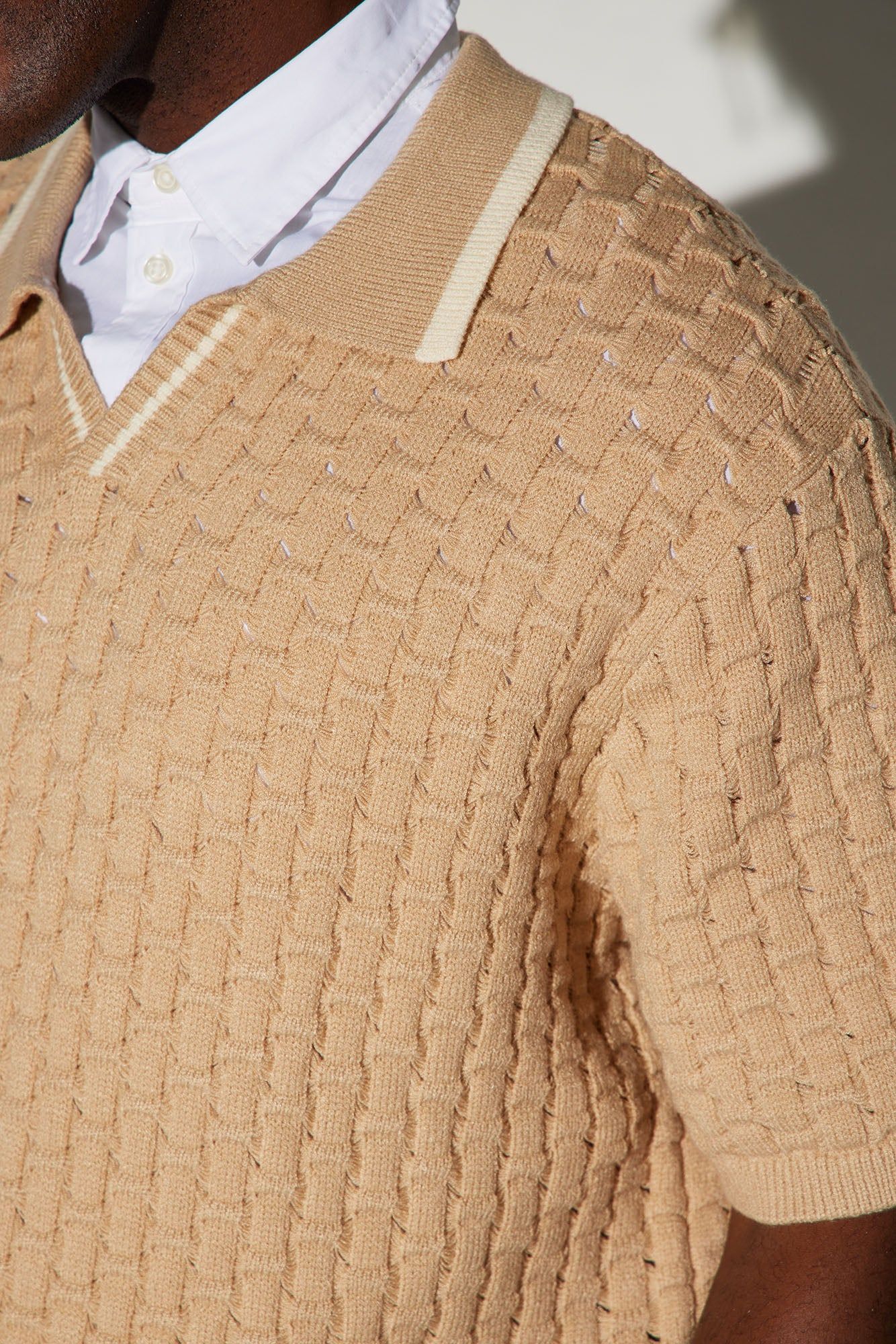 Arrow Short Sleeve Polo - Taupe/combo sold by Fashion Nova product image thumbnail 3