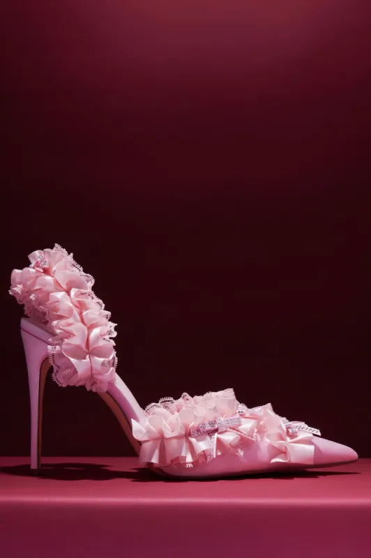 Elisa Lace Slingback Pumps - Pink sold by Fashion Nova