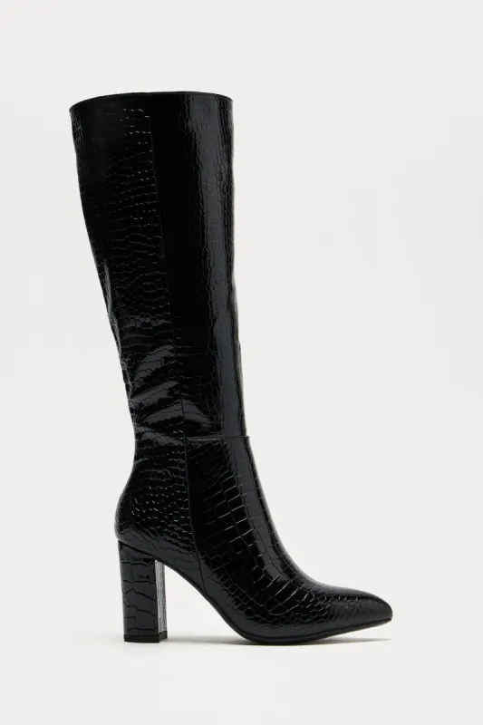 Tanner Knee High Boots - Black sold by Fashion Nova