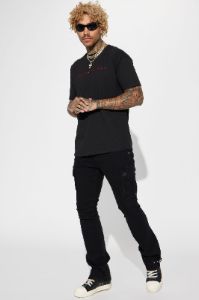 How We Roll Stacked Skinny Flare Jeans - Black sold by Fashion Nova