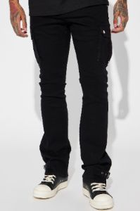 How We Roll Stacked Skinny Flare Jeans - Black sold by Fashion Nova
