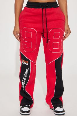 Chicago Wide Leg Pant - Red/combo sold by Fashion Nova