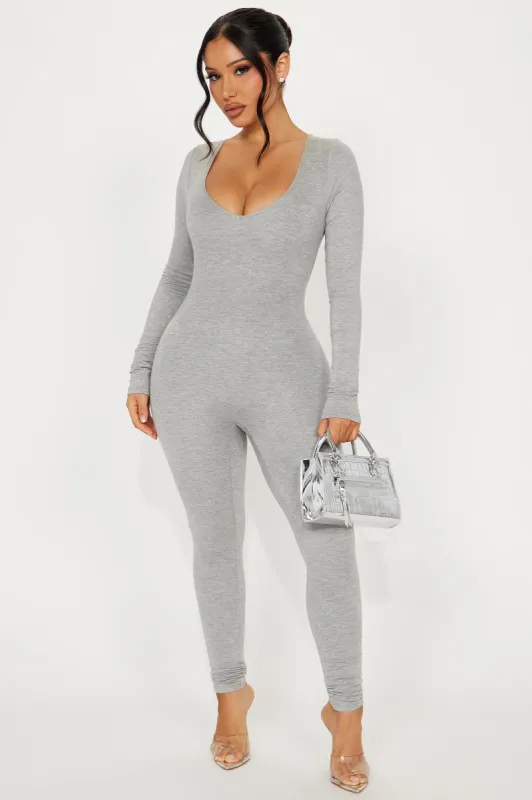 Maiya Jumpsuit - Heather Grey sold by Fashion Nova