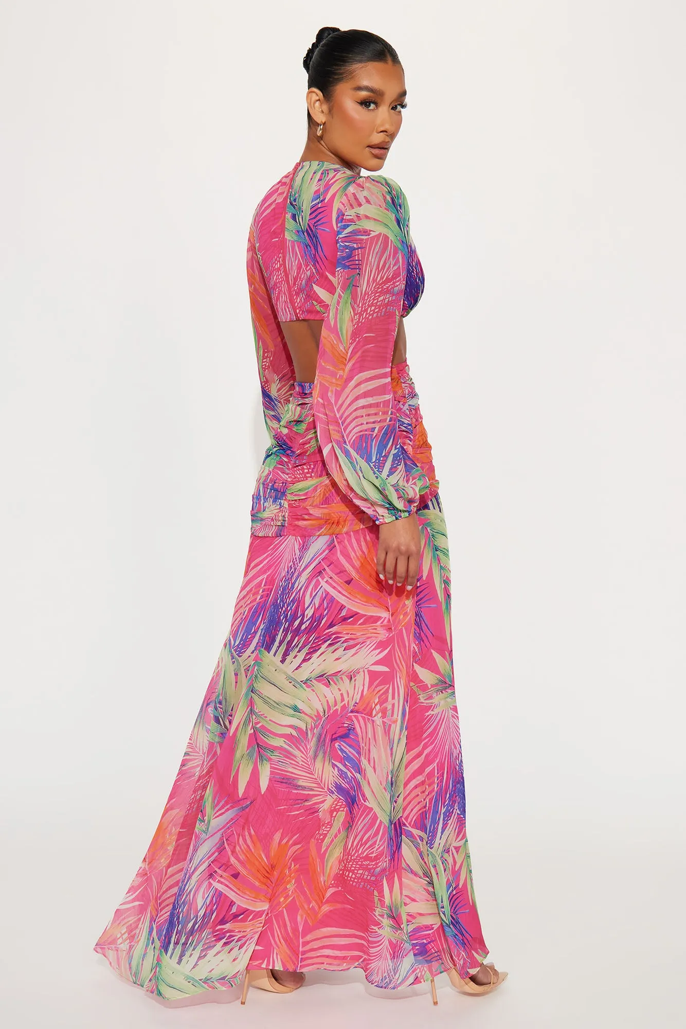 Breezing By Chiffon Maxi Dress - Fuchsia sold by Fashion Nova product image thumbnail 4