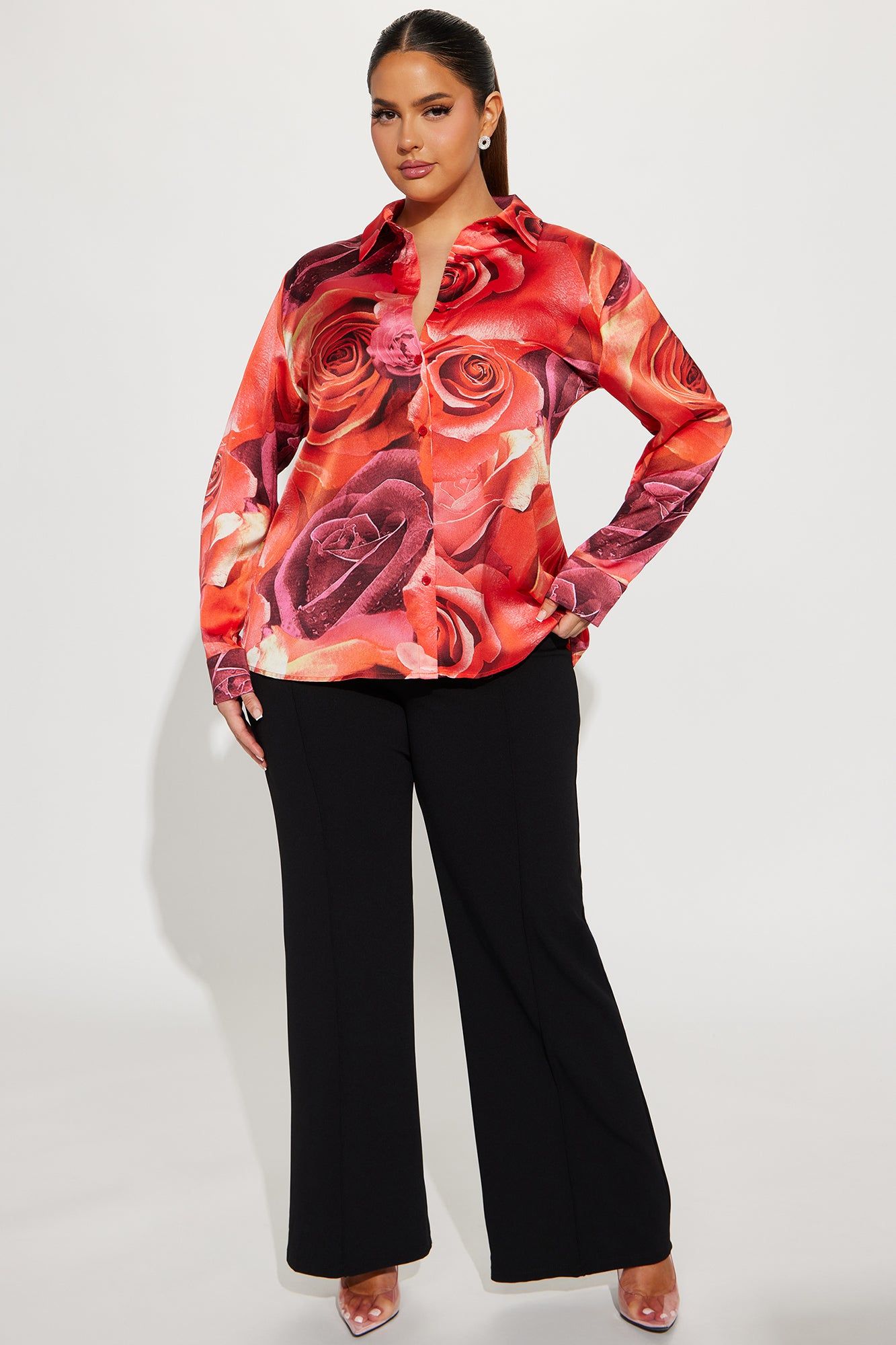 In Bloom Satin Shirt - Red/combo sold by Fashion Nova product image thumbnail 5