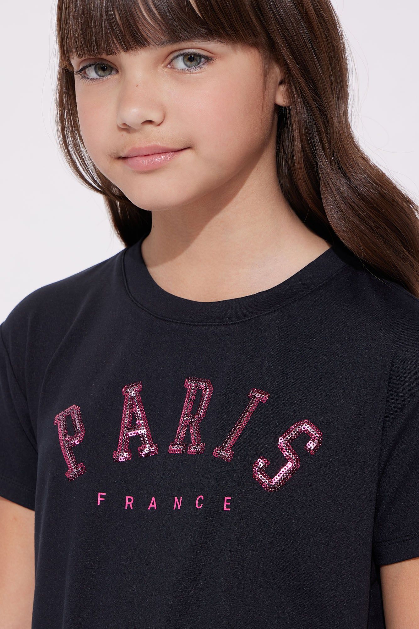 Mini Glitter In Paris France Tie Front Tee - Black sold by Fashion Nova product image thumbnail 3