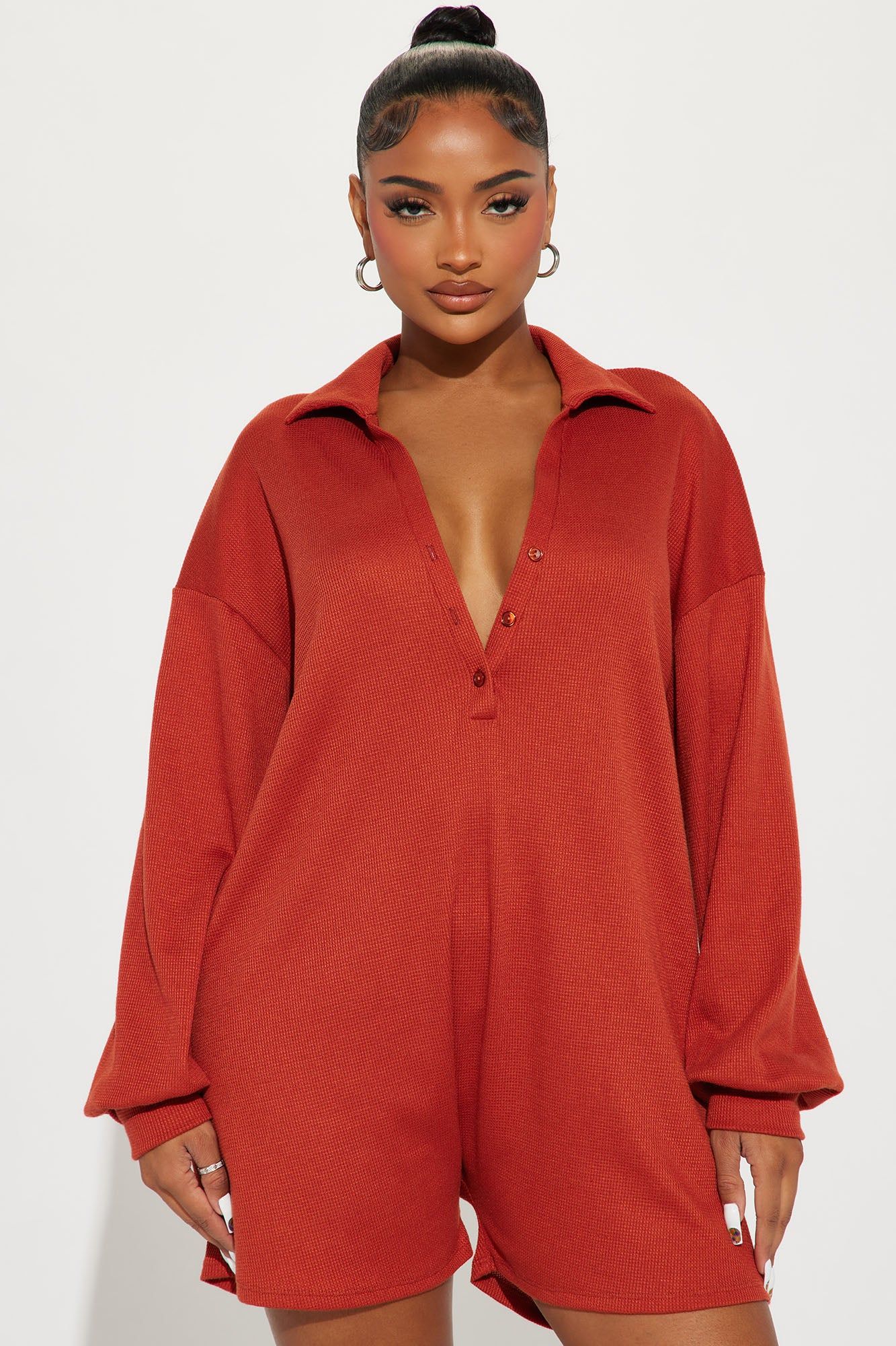 Figure It Out Romper - Rust sold by Fashion Nova product image thumbnail 2