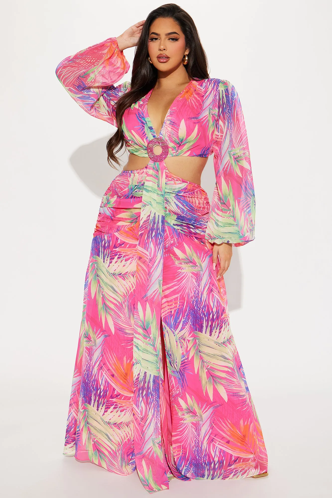 Breezing By Chiffon Maxi Dress - Fuchsia sold by Fashion Nova product image thumbnail 5