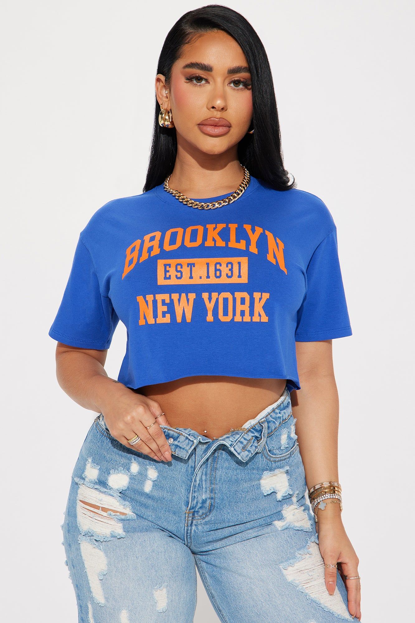 Established in Brooklyn Crop Top - Blue sold by Fashion Nova