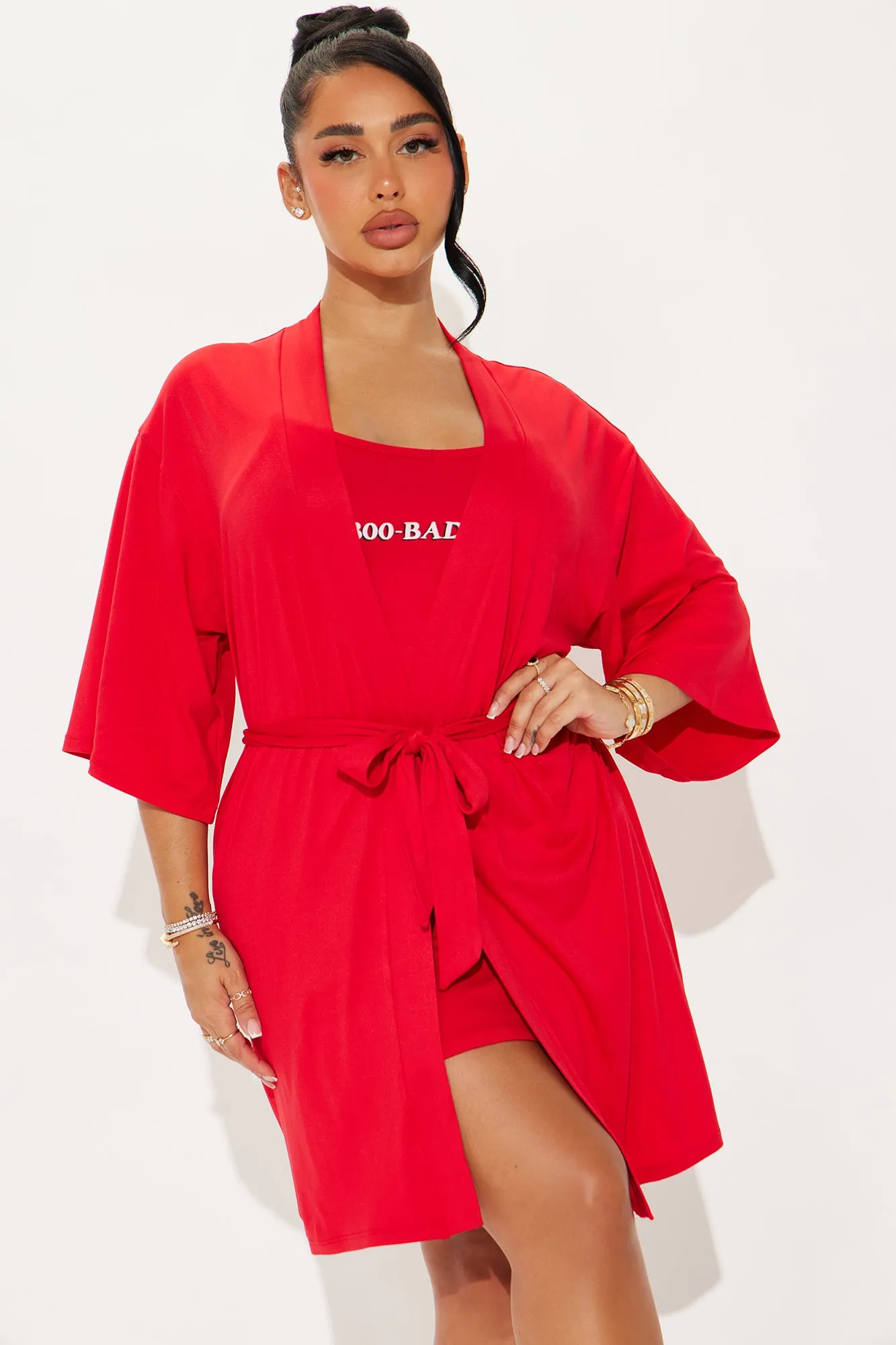 Bad Bitch PJ Robe Set - Red sold by Fashion Nova product image thumbnail 4