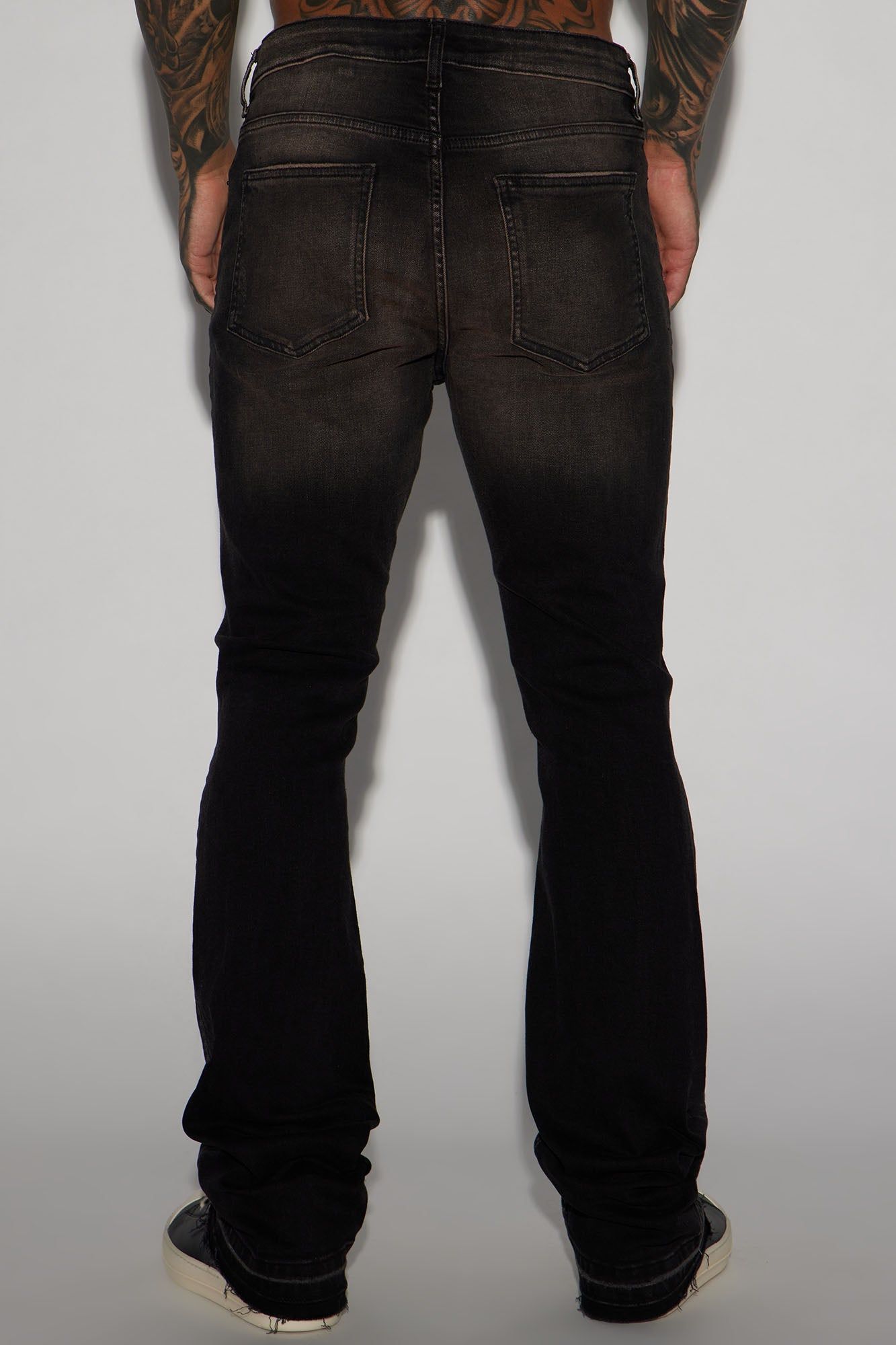 Nonchalant Distressed Stacked Skinny Flare Jeans - Black/Brown sold by Fashion Nova product image thumbnail 5