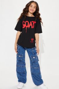 Mini GOAT Graffiti Top - Black sold by Fashion Nova