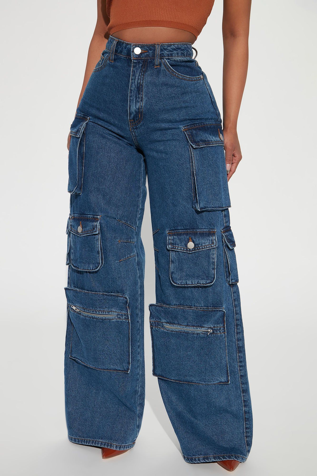 Lily High Rise Cargo Jeans - Medium Blue Wash sold by Fashion Nova product image thumbnail 8