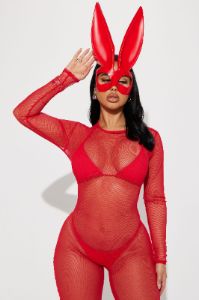 Sultry Bunny 2 Piece Costume Set - Red sold by Fashion Nova