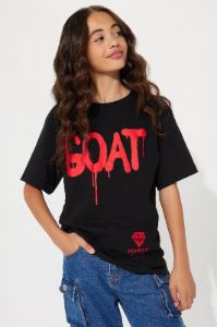 Mini GOAT Graffiti Top - Black sold by Fashion Nova