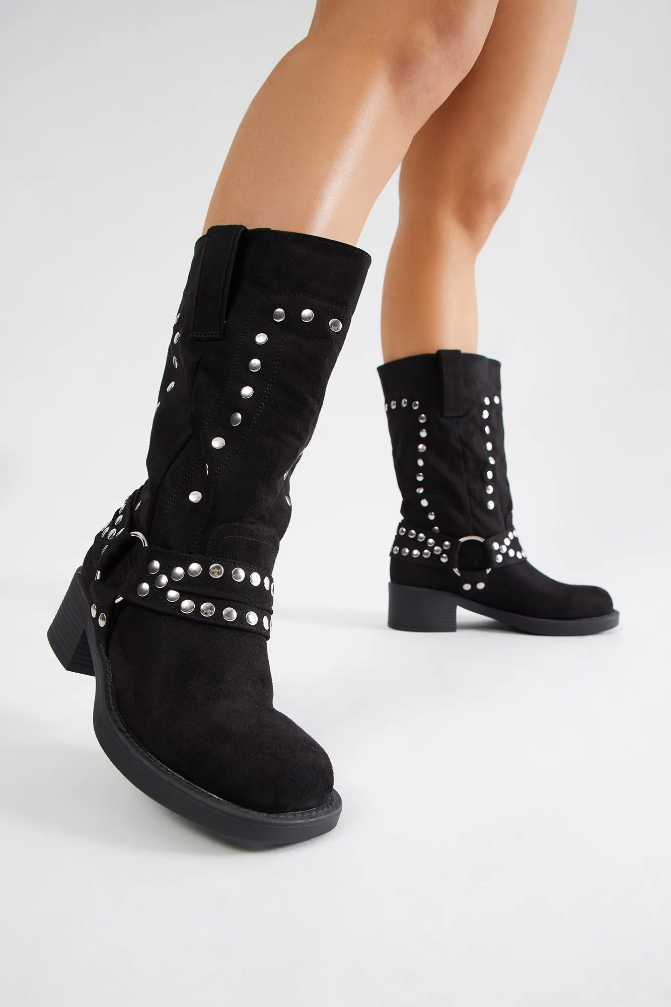 Riley Studded Knee High Boots - Black sold by Fashion Nova product image thumbnail 2