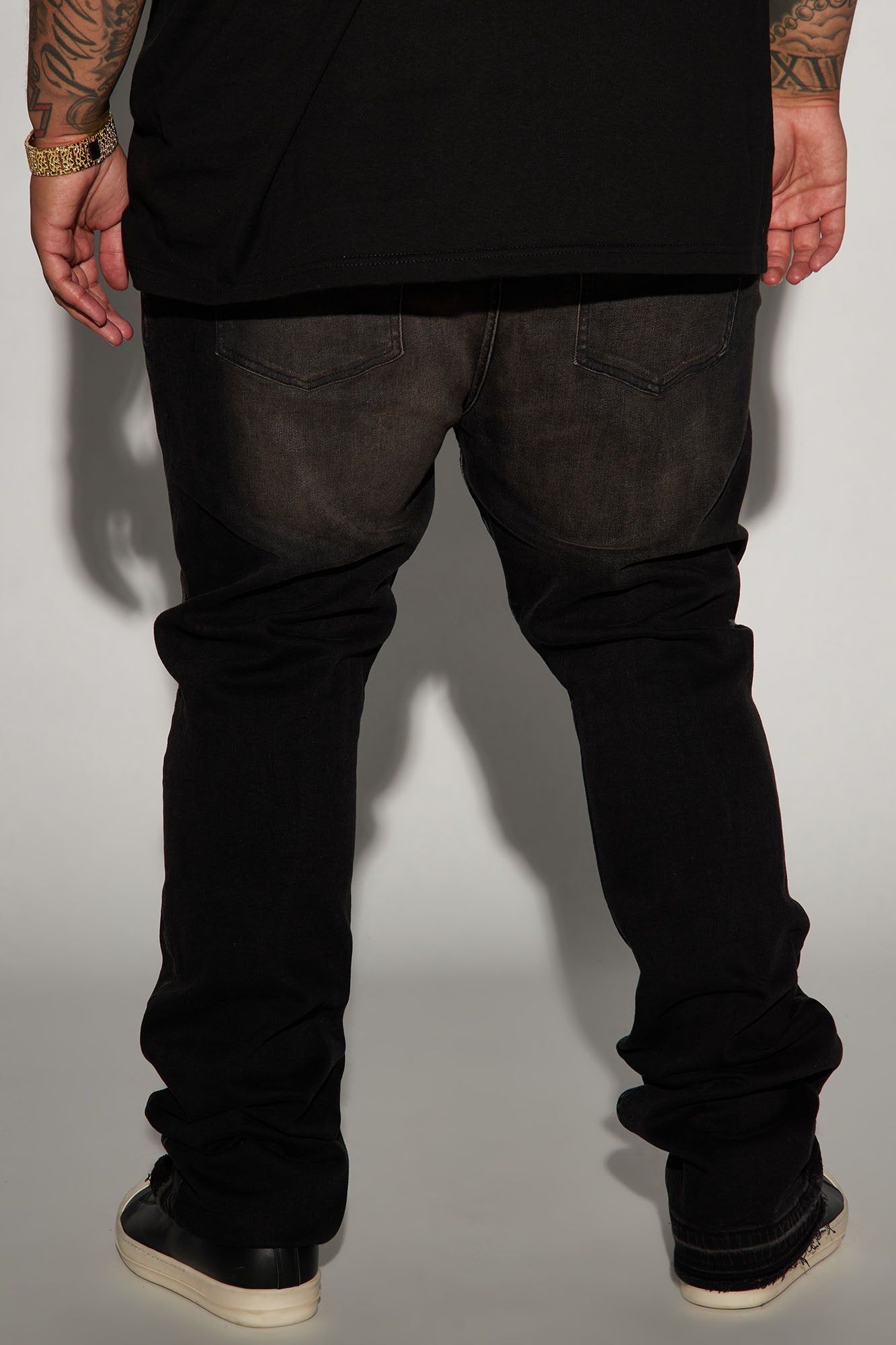 Nonchalant Distressed Stacked Skinny Flare Jeans - Black/Brown sold by Fashion Nova product image thumbnail 7