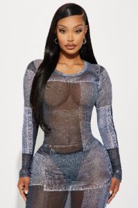 Marissa Mesh Maxi Dress - Blue sold by Fashion Nova