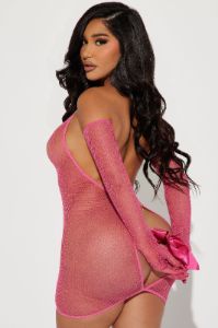 Your Temptation Fishnet Bodystocking Dress - Hot Pink sold by Fashion Nova